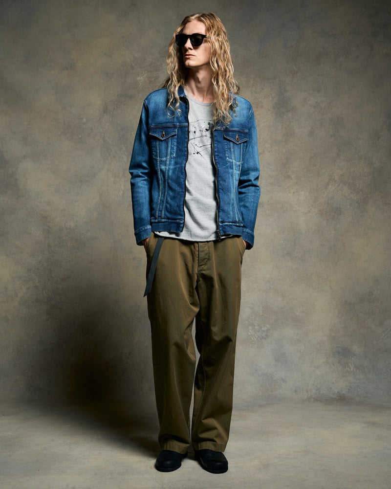 denim zip blouson