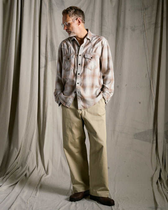 loose check western shirt