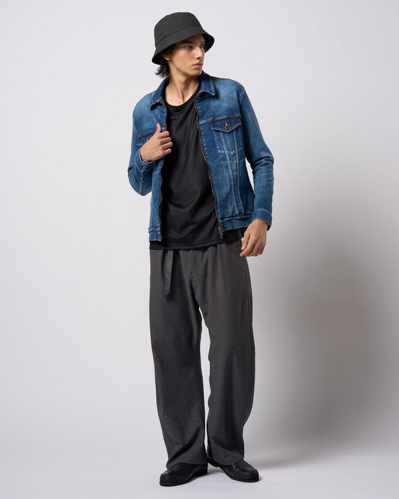 denim zip blouson