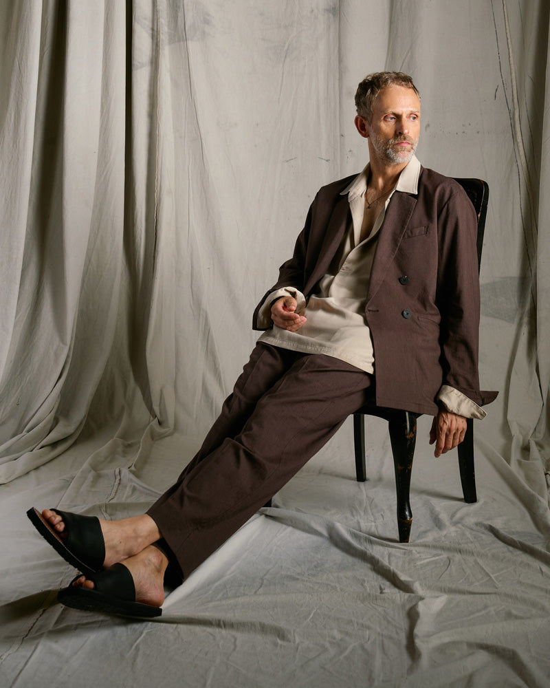 viscose linen double-breasted jacket