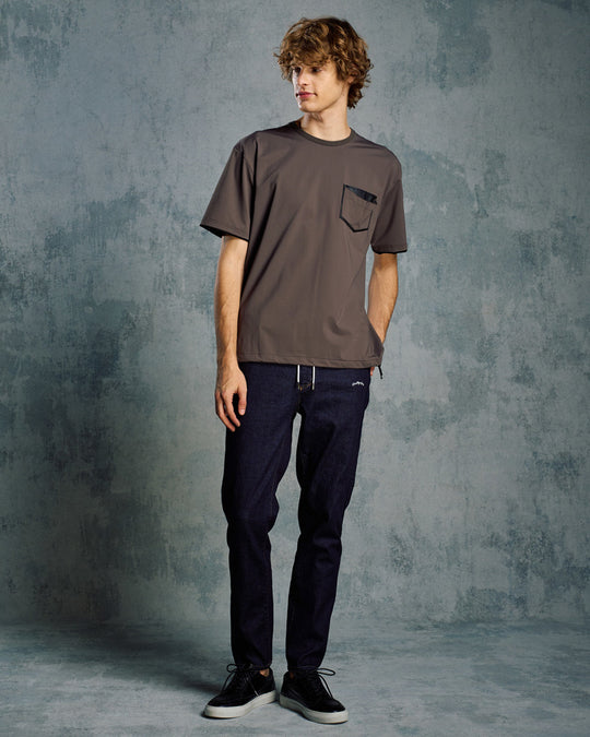 drawstring leather pocket S/S