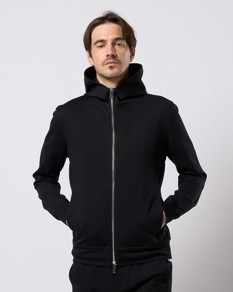 high neck zip-up parka