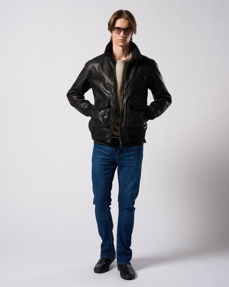 denim jersey 3D banana flare pants