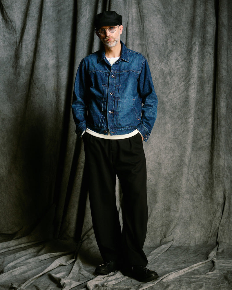 venetian stripe wide banana slacks