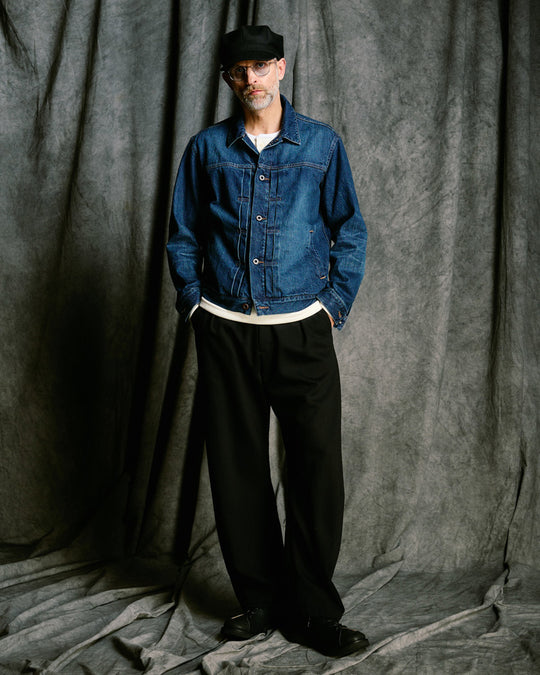 venetian stripe wide banana slacks