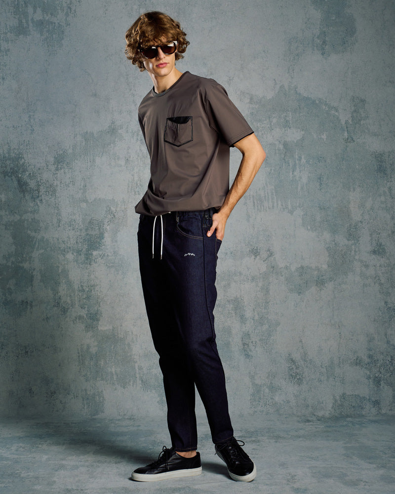 drawstring leather pocket S/S