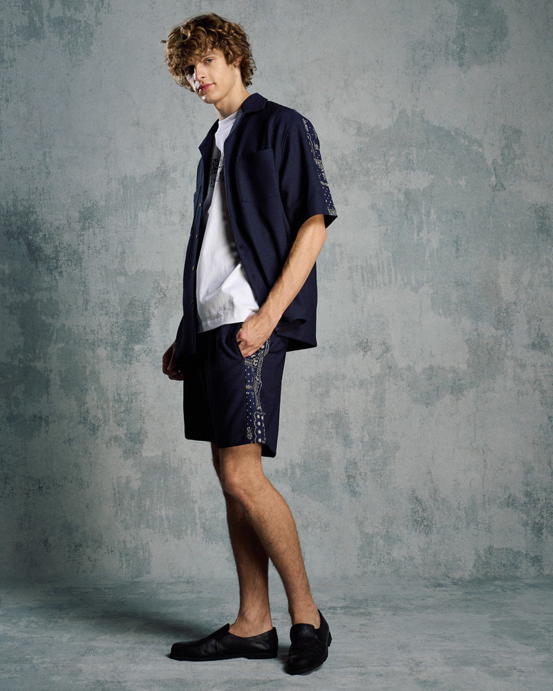 bandana print panel shorts