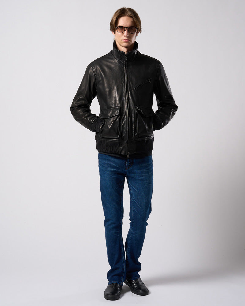 denim jersey 3D banana flare pants