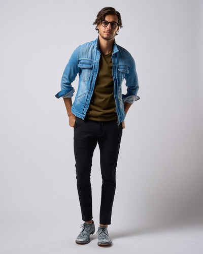 denim jersey zip blouson