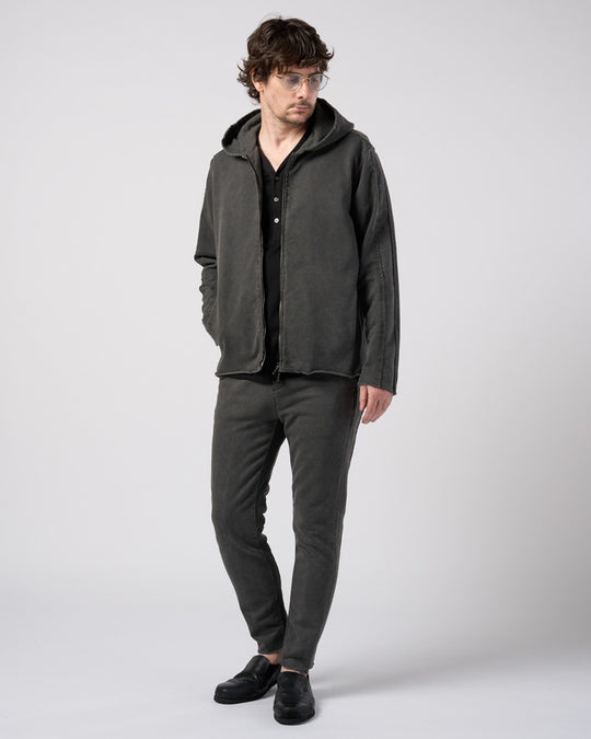 compact urake cut-off line zip hoodie