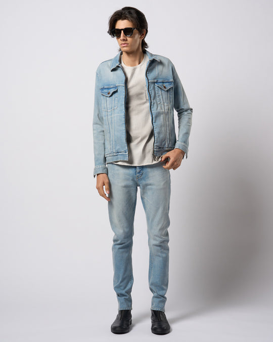 denim zip blouson