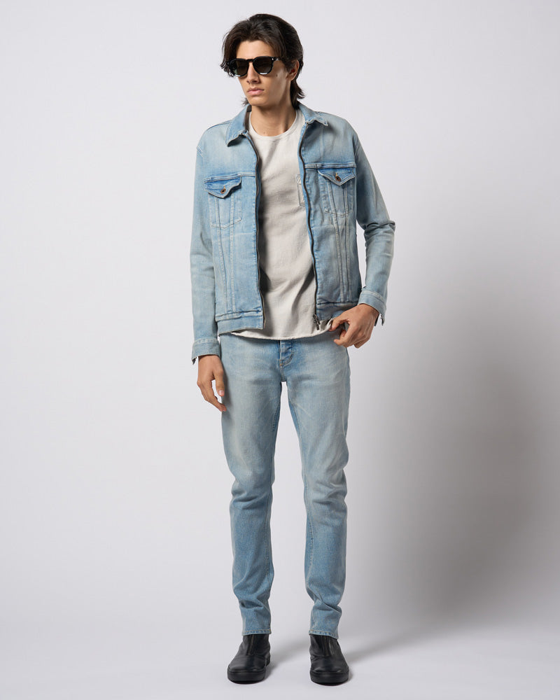 denim zip blouson