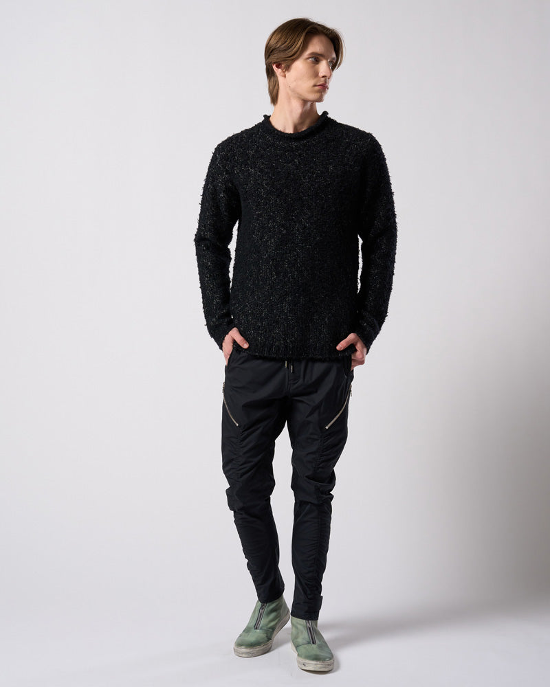 fancy yarn crew-neck knit
