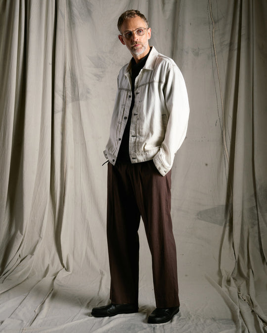 viscose linen semi-wide slacks