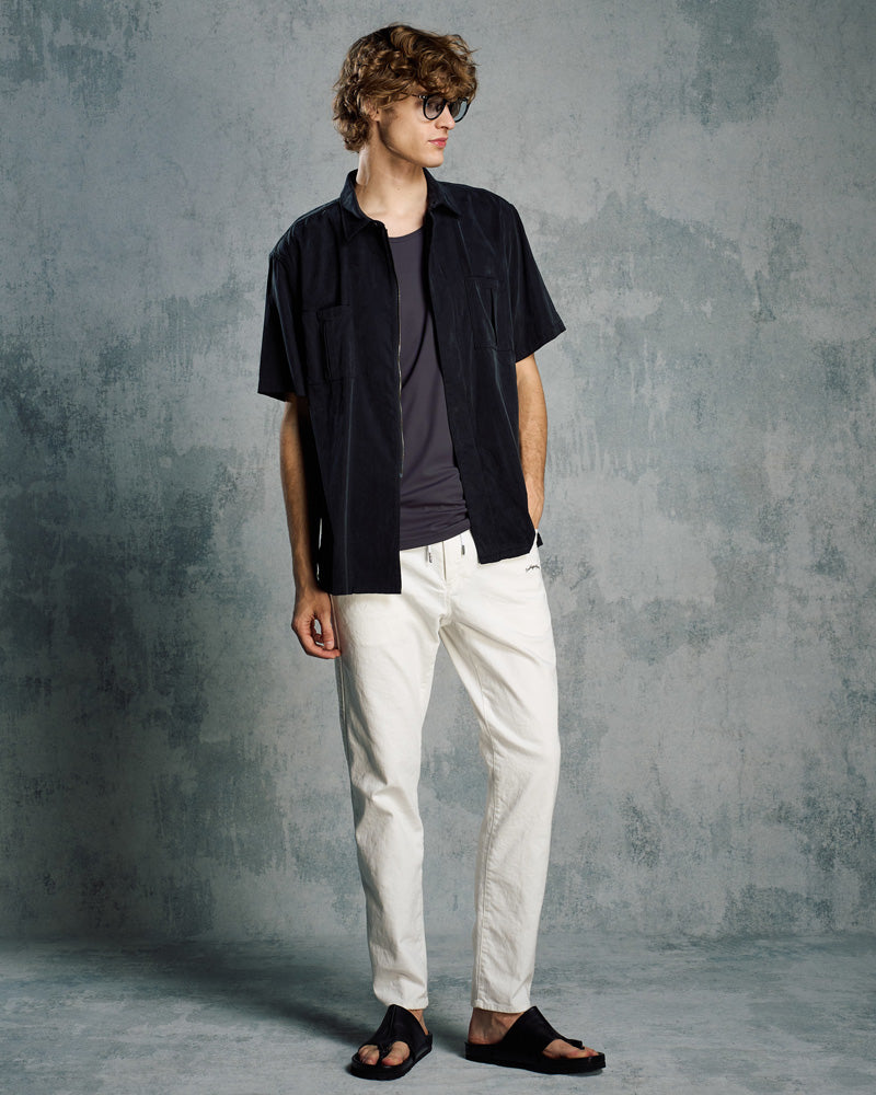 front-zip shirt H/S