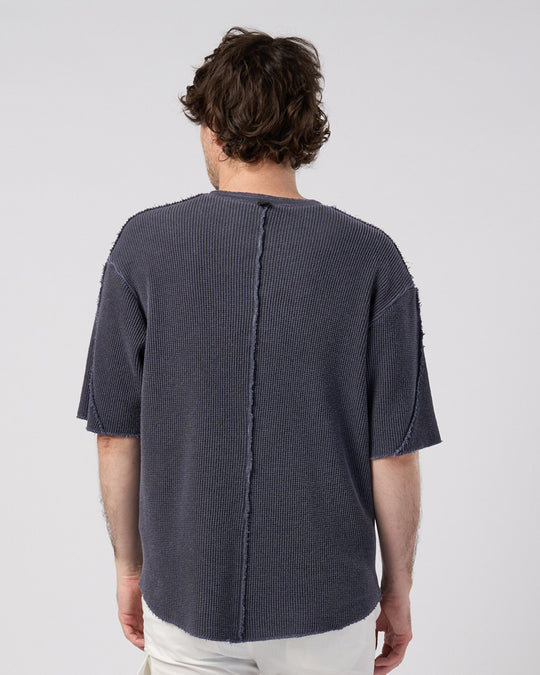 hard dry waffle fly-front henley S/S