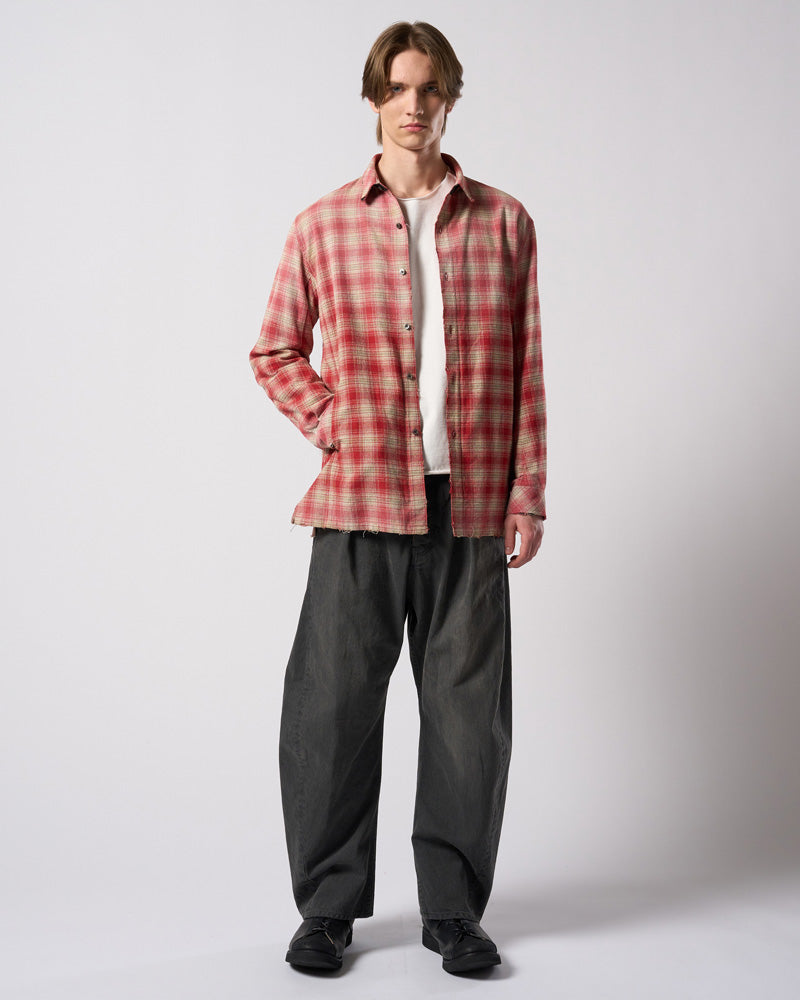 aging loose check shirt
