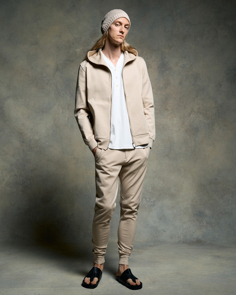 high neck zip-up parka