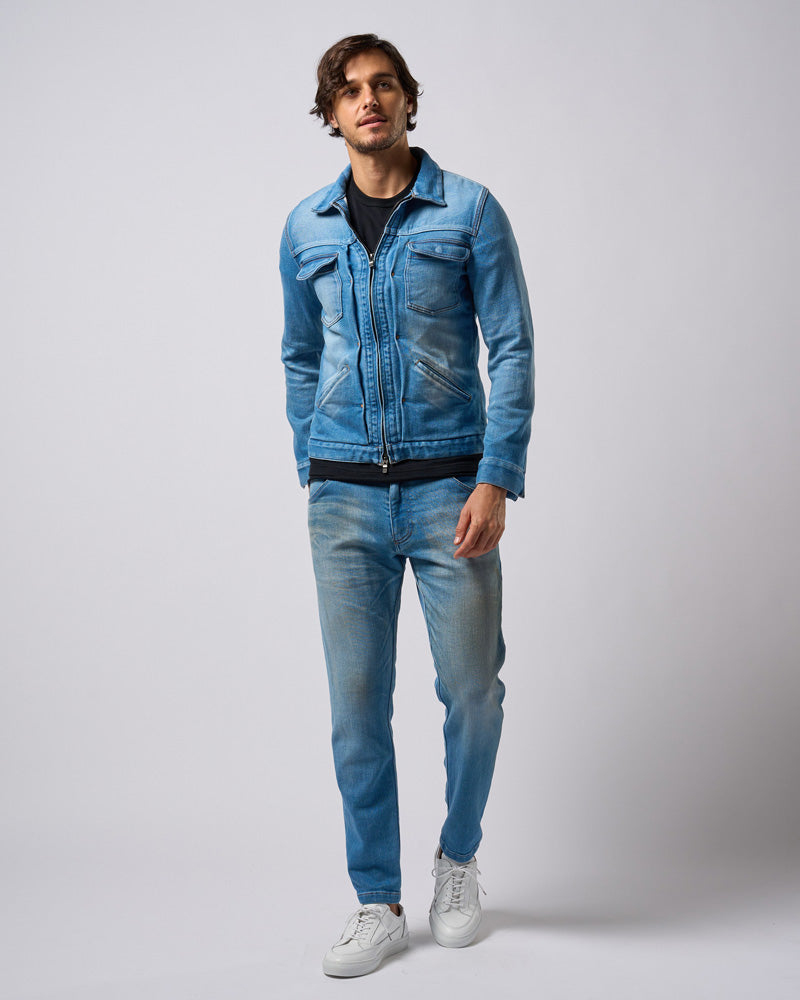 denim jersey zip blouson