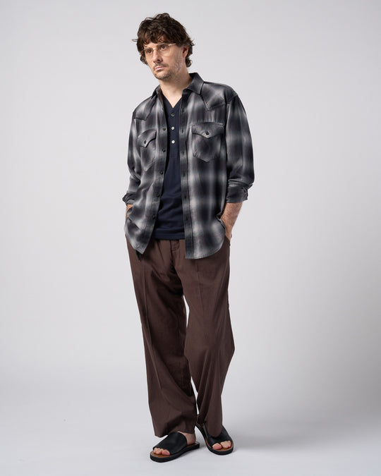 loose check western shirt