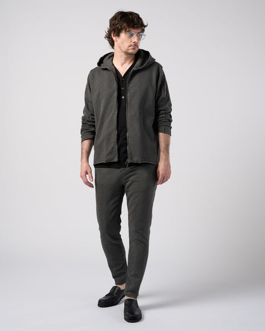 compact urake cut-off line zip hoodie