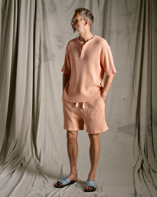 hard dry waffle fly-front henley S/S