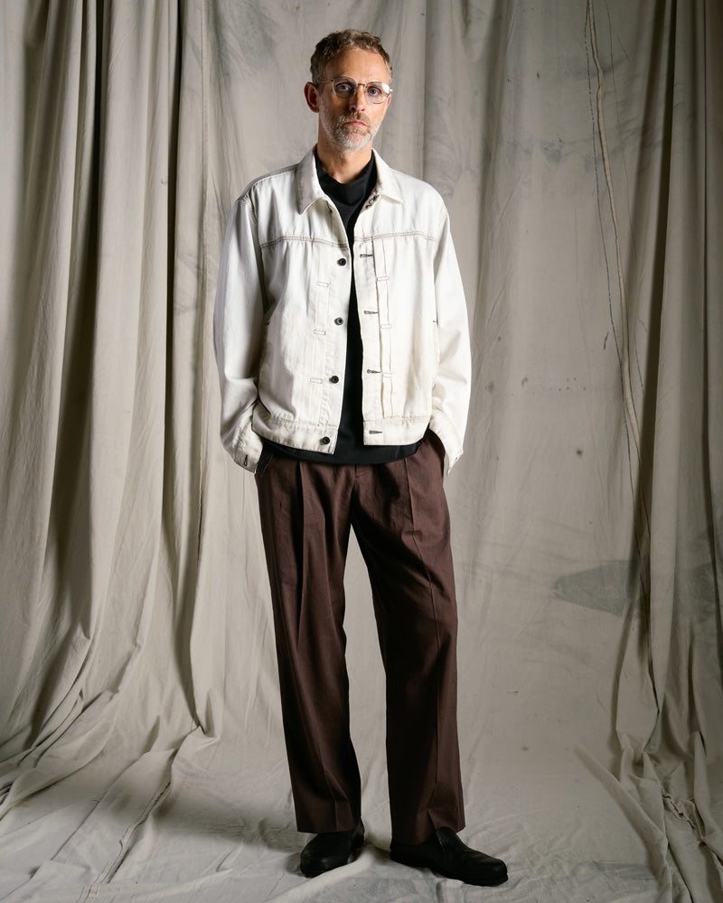viscose linen semi-wide slacks