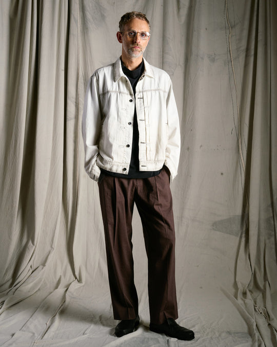viscose linen semi-wide slacks