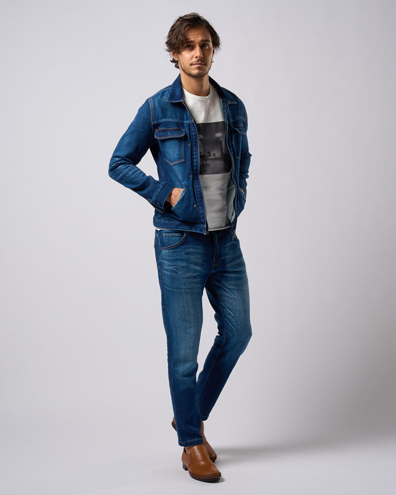 denim jersey zip blouson