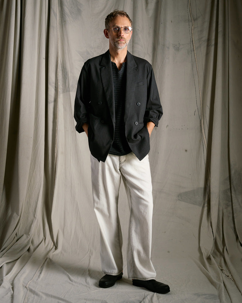 viscose linen double-breasted jacket
