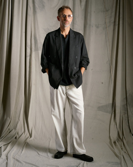 viscose linen double-breasted jacket