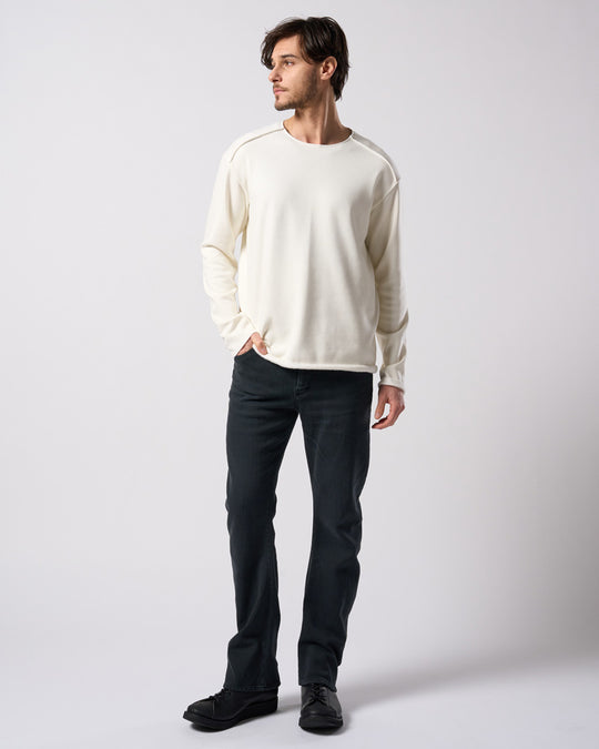 denim jersey 3D banana flare pants