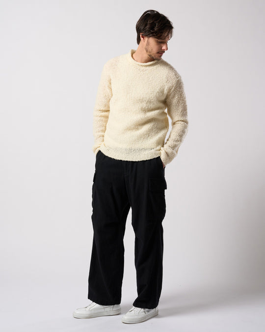 fancy yarn crew-neck knit