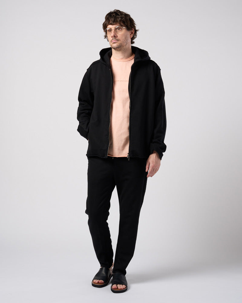 compact urake cut-off line zip hoodie