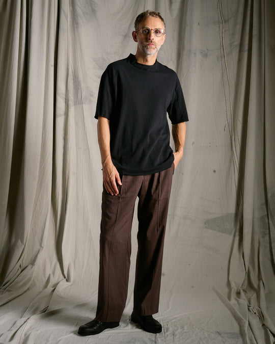 viscose linen semi-wide slacks
