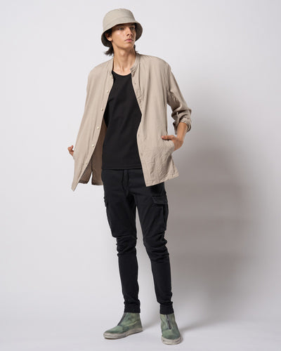 band collar shirt coat
