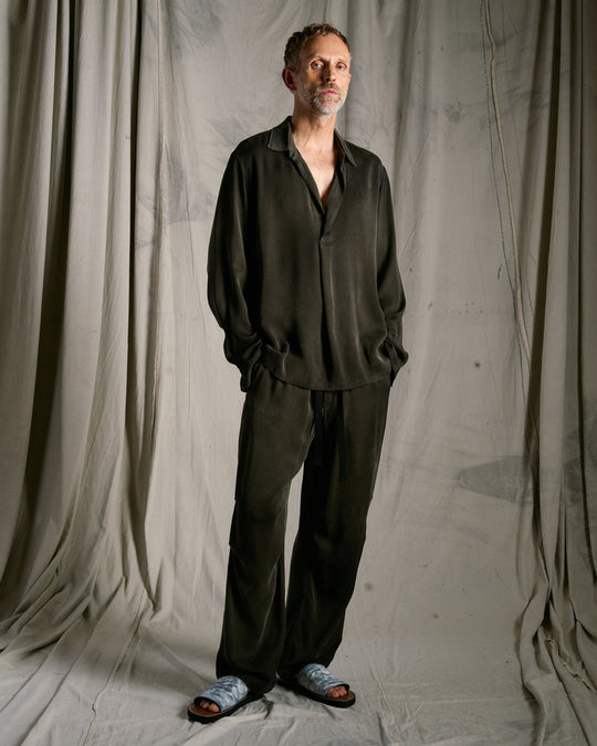 cupro vintage pull-over skipper shirt L/S