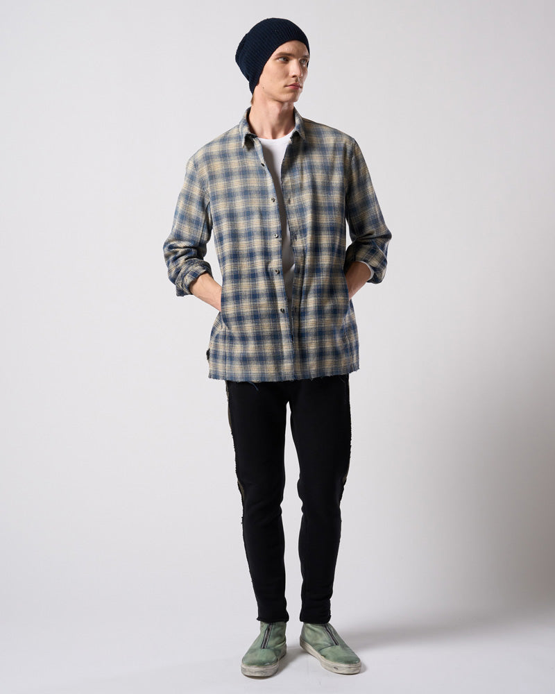 aging loose check shirt