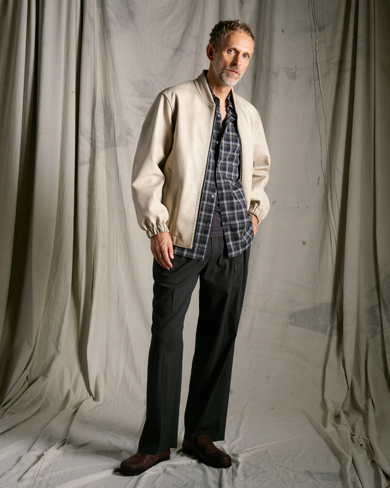 viscose linen semi-wide slacks