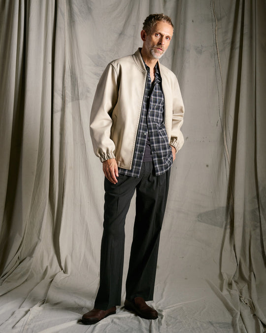 viscose linen semi-wide slacks