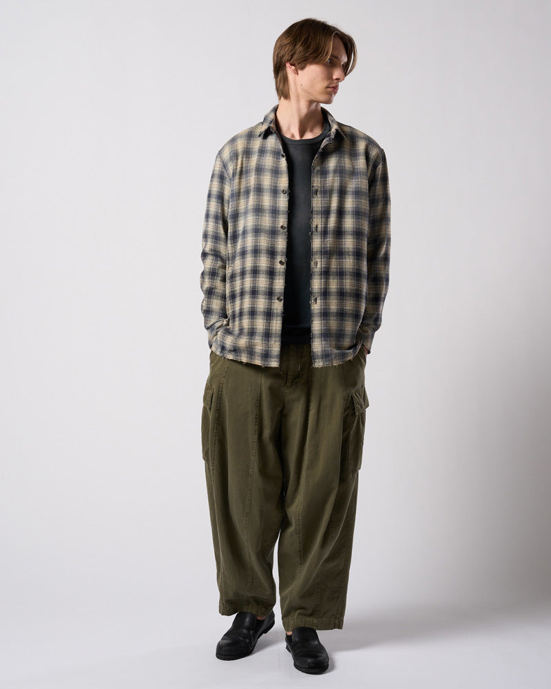 aging loose check shirt