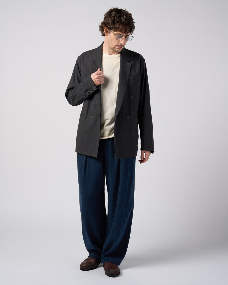 cotton linen herringbone aging wide trousers