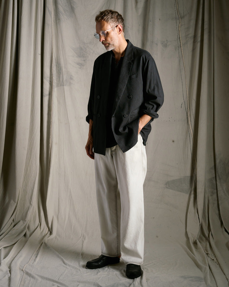 viscose linen double-breasted jacket