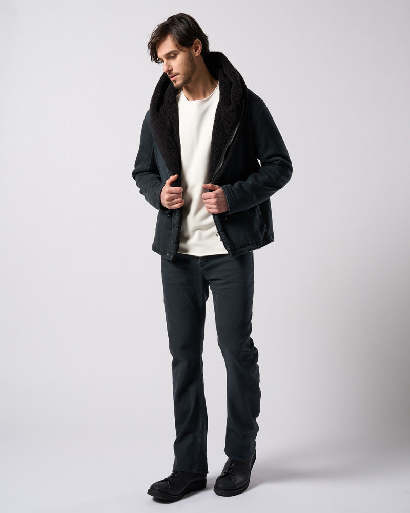 denim jersey 3D banana flare pants