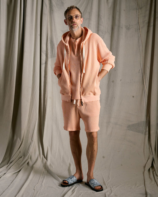 hard dry waffle fly-front henley S/S