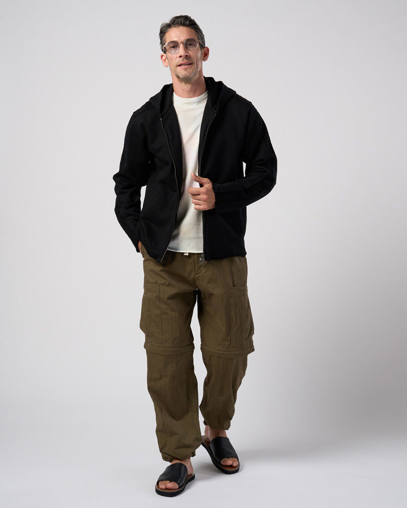 compact urake cut-off line zip hoodie