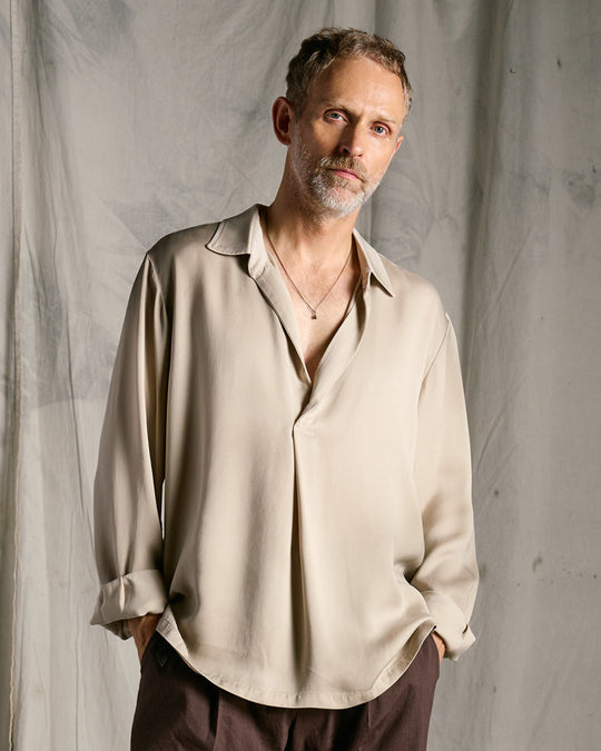 cupro vintage pull-over skipper shirt L/S