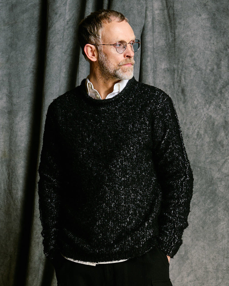 fancy yarn crew-neck knit