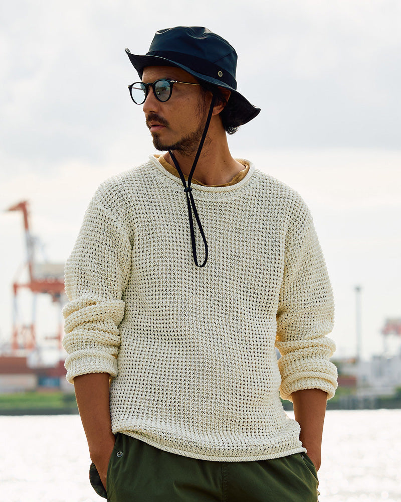再値下げ　pelleq WIDE COLLAR KNIT GRAYSCALE SULFUR DYED OVERSIZE KNIT（グレースケール