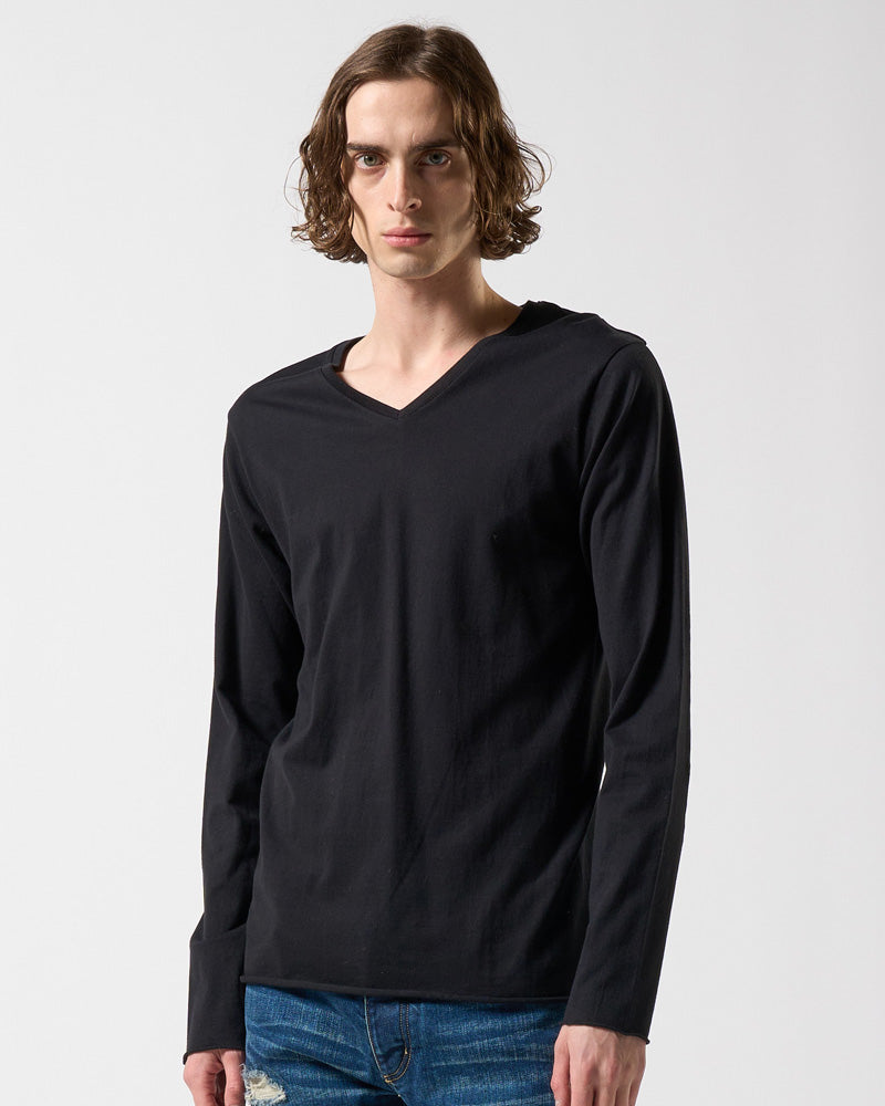 cut-off V-neck L/S